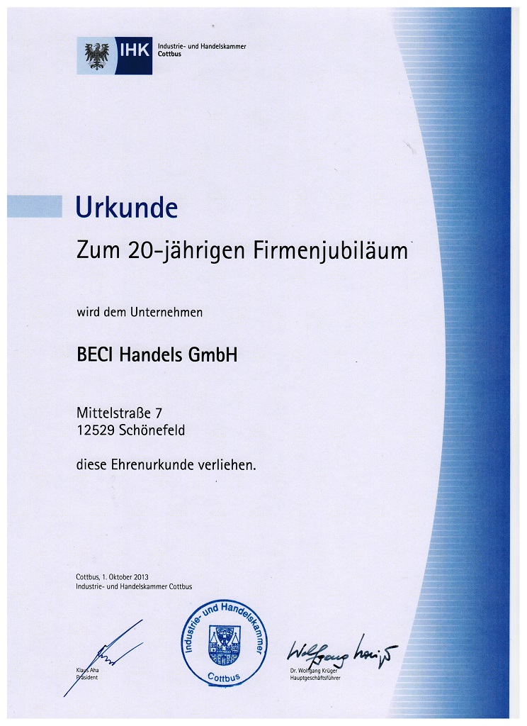 20 Jahre BECI Handels GmbH