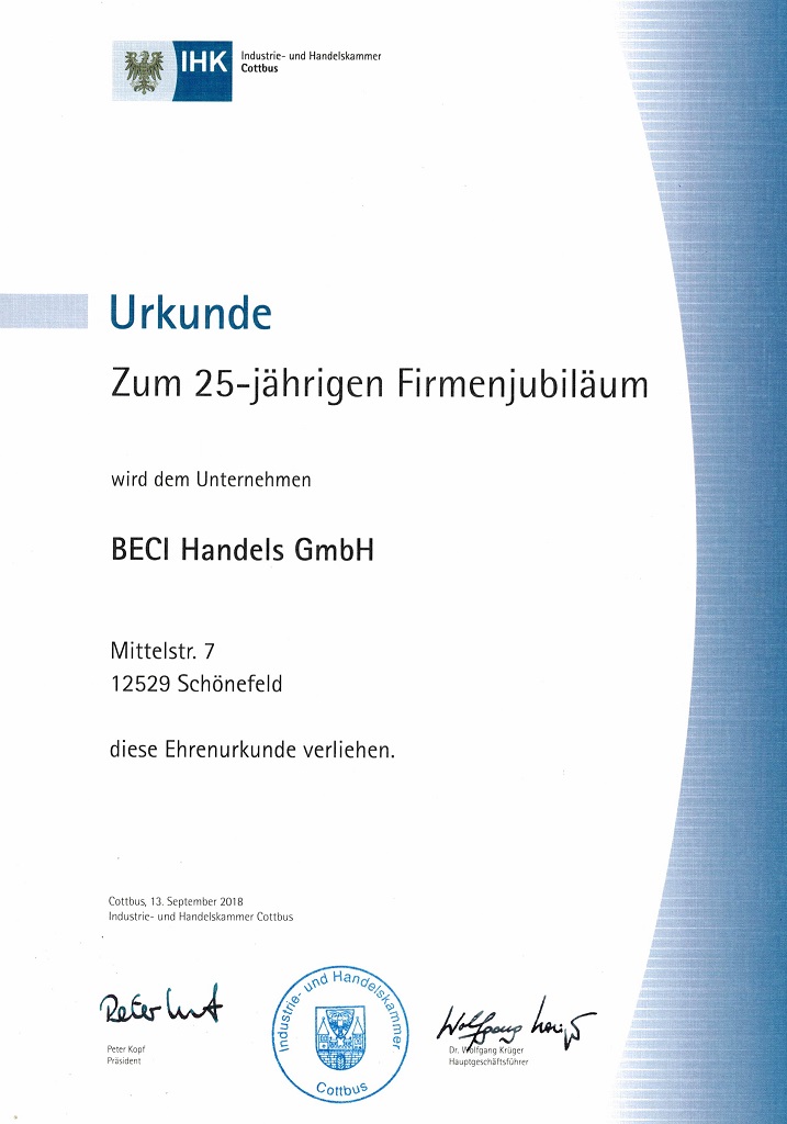 25 Jahre BECI Handels GmbH